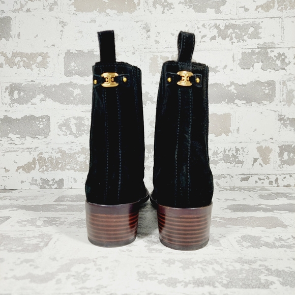 New Sam Edelman Bronson Black Suede Low Stack Heel Bootie O473 - Picture 6 of 12